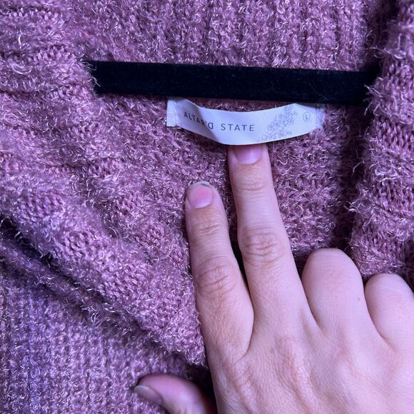 Altar State Pink Boucle Cowl Neck Cropped Sweater Womens Size L - Picture 2 of 4